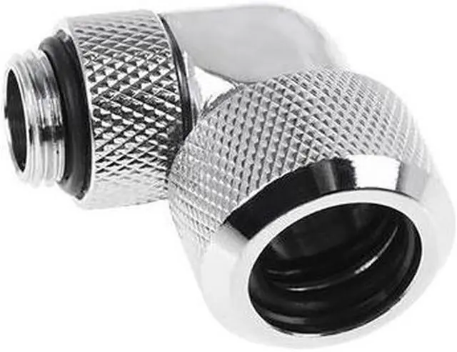 Alt view image 2 of 3 - Alphacool Eiszapfen 16mm HardTube Compression Fitting 90° Rotatable G1/4 - Knurled - Chrome (17394)