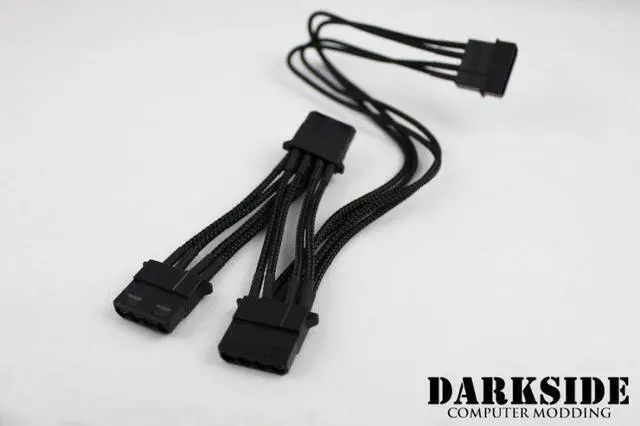 Main image of Darkside 3-Way 4-Pin MOLEX Power Y-Cable Splitter - Jet Black (DS-0142)