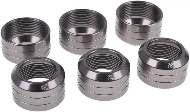 Main image of Alphacool Eiszapfen 16mm HardTube Fitting Collar Modding Pack - 6 Pack - Titan Grey (17419)
