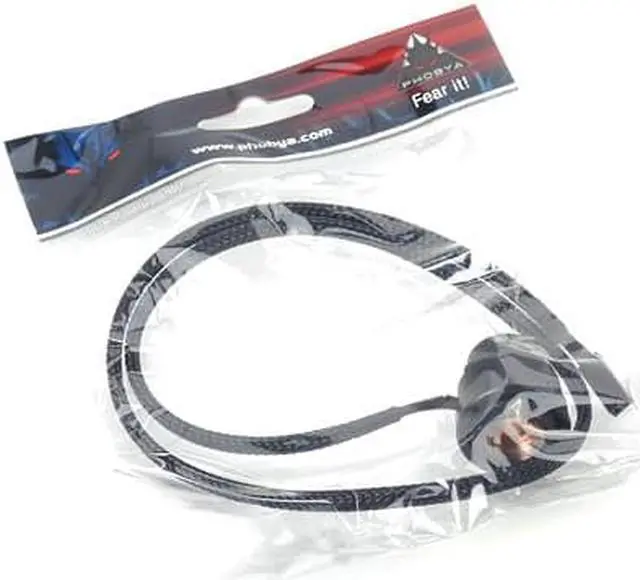 Alt view image 2 of 3 - Phobya G1/4" Inline Temperature Sensor, 2x Female G1/4" Ports, 50cm, Matte Black