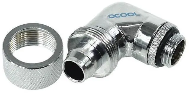 Alt view image 2 of 4 - Alphacool G1/4 3/8"ID x 5/8"OD 90° Revolvable Compression Fitting - Chrome (17080)