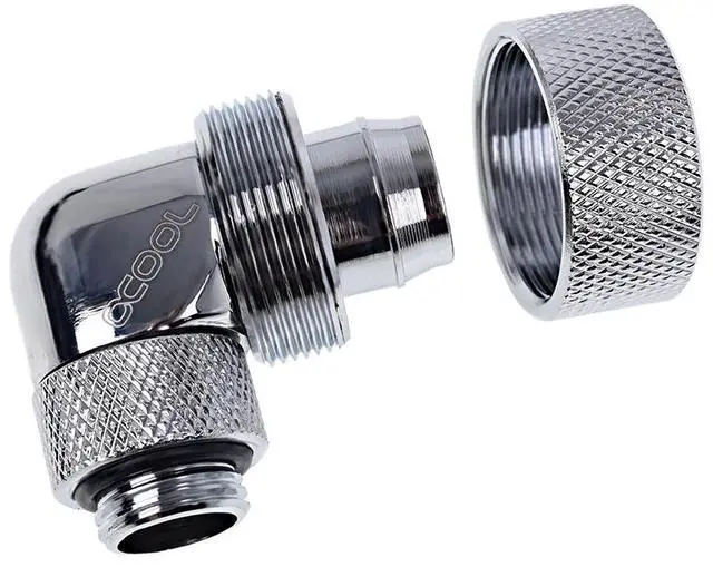 Alt view image 2 of 3 - Alphacool Eiszapfen 1/2" ID x 3/4" OD G1/4 90° Rotatable Compression Fitting - Chrome (17243)