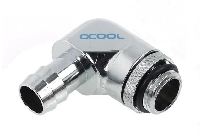 Main image of Alphacool G1/4 3/8" (10mm) 90° Revolvable Barbed Fitting with O-Ring - Chrome (17135)