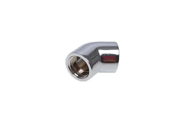 Alt view image 2 of 3 - Alphacool G1/4 Female to Female 45 Degree Adapter Fitting - Chrome (17190)