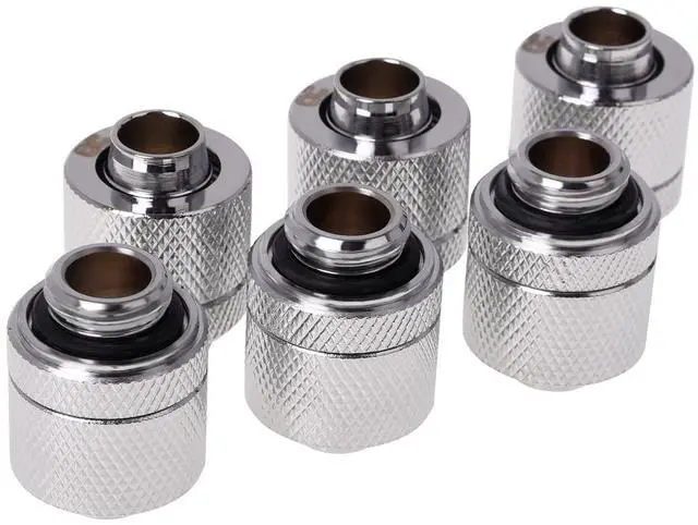 Main image of Alphacool HF G1/4 3/8"ID x 5/8"OD Compression Fitting - Chrome - Six Pack (17388)