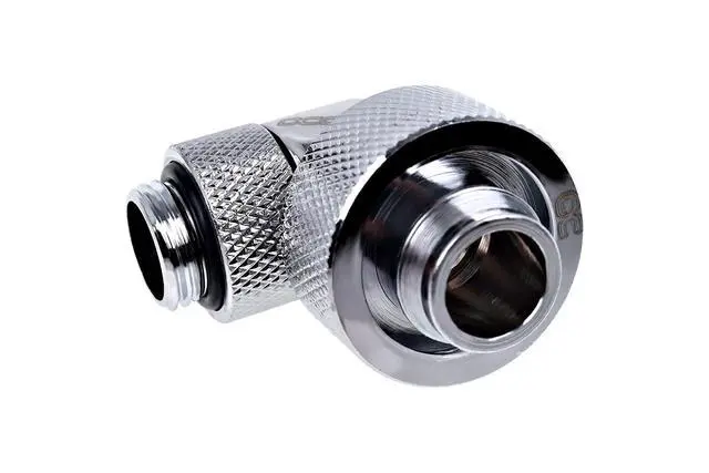Alt view image 3 of 3 - Alphacool Eiszapfen 1/2" ID x 3/4" OD G1/4 90° Rotatable Compression Fitting - Chrome (17243)