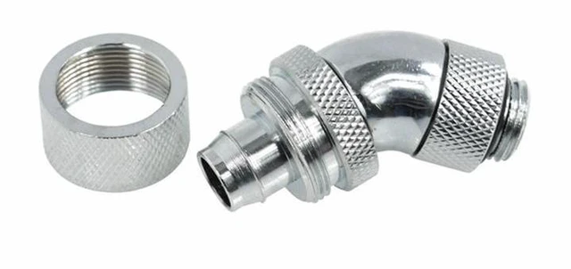 Alt view image 3 of 4 - Alphacool G1/4 3/8"ID x 5/8"OD 45° Revolvable Compression Fitting - Chrome (17083)
