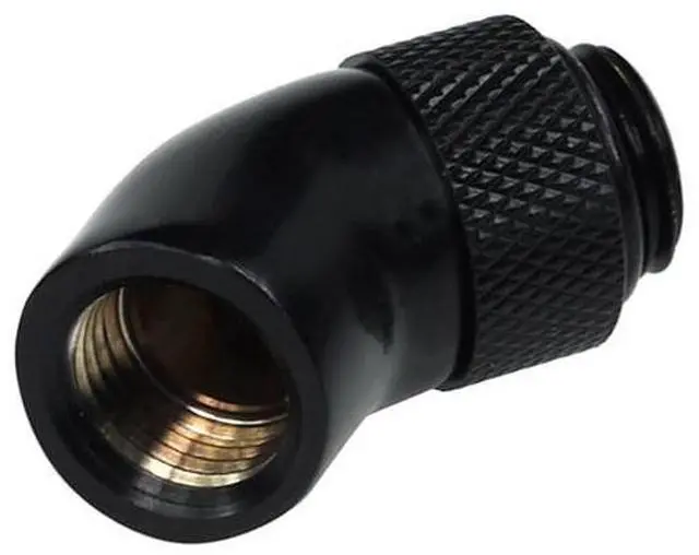 Alt view image 2 of 3 - Alphacool G1/4 Revolvable 45° Male to Female Angled Adaptor - Black (17051)