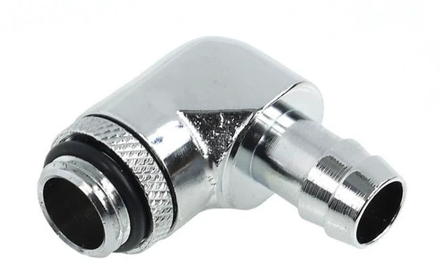Alt view image 3 of 3 - Alphacool G1/4 3/8" (10mm) 90° Revolvable Barbed Fitting with O-Ring - Chrome (17135)