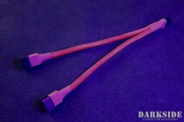 Alt view image 3 of 3 - Darkside 4-Pin Dual Fan Power Y-Cable Splitter - Red UV (DS-0473)