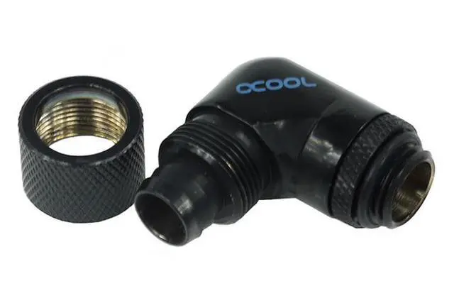 Alt view image 3 of 4 - Alphacool G1/4 3/8"ID x 1/2"OD 90° Revolvable Compression Fitting - Deep Black (17075)