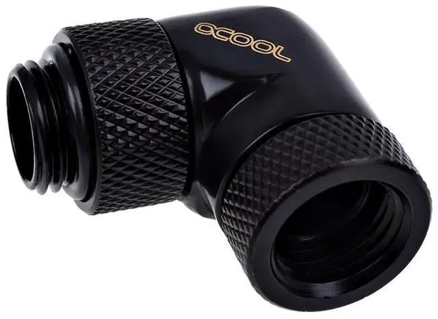 Alt view image 3 of 3 - Alphacool Eiszapfen G1/4" 90° Dual Rotary Male to Female L-Connector - Black (17260)