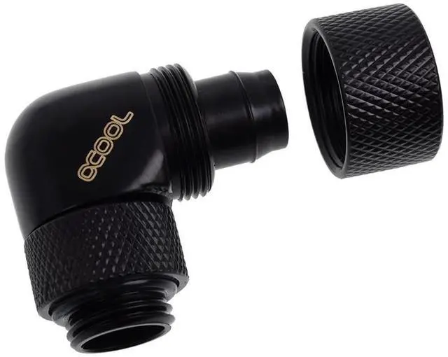 Alt view image 3 of 3 - Alphacool Eiszapfen 3/8" ID x 1/2" OD G1/4 90° Rotatable Compression Fitting - Black (17230)