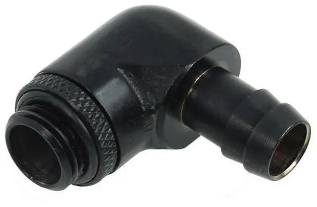 Alt view image 3 of 3 - Alphacool G1/4 3/8" (10mm) 90° Revolvable Barbed Fitting with O-Ring - Black (17136)