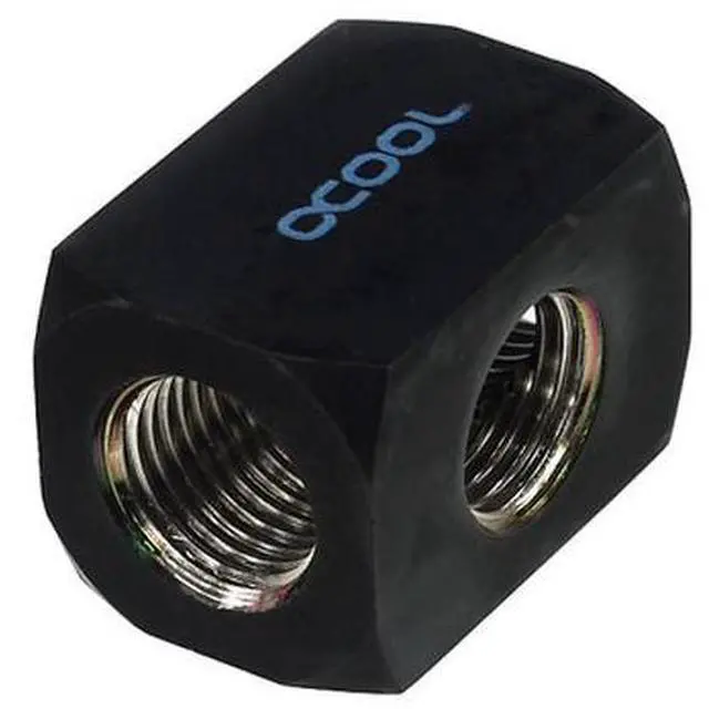 Alt view image 3 of 3 - Alphacool G1/4 Round TEE Connection Terminal - Black (17030)