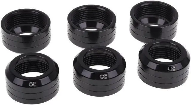 Alt view image 2 of 2 - Alphacool Eiszapfen 13mm HardTube Fitting Collar Modding Pack - 6 Pack - Deep Black (17414)