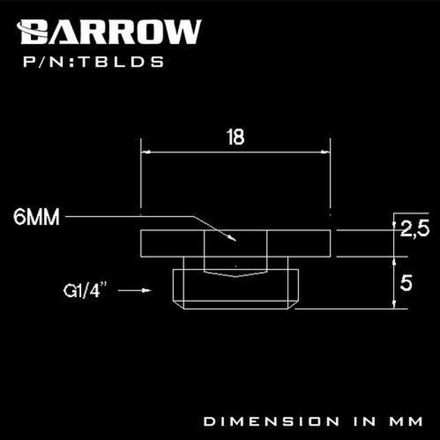 Alt view image 3 of 4 - Barrow G1/4" Ultra Low Profile Hex Stop / Plug Fitting - Silver (TBLDS-Silver)