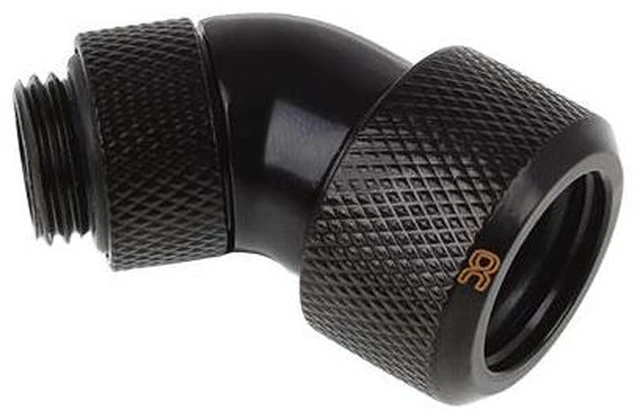 Main image of Alphacool Eiszapfen 16mm HardTube Compression Fitting 45° Rotatable G1/4 - Knurled - Deep Black (17409)