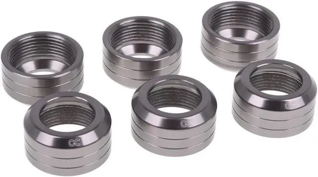 Alt view image 2 of 2 - Alphacool Eiszapfen 13mm HardTube Fitting Collar Modding Pack - 6 Pack - Titan Grey (17413)