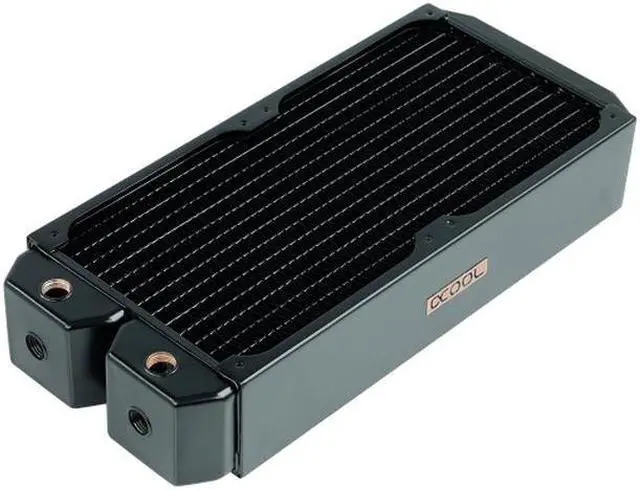 Alt view image 10 of 10 - Alphacool NexXxos UT60 Full Copper Radiator 280, 140mm x 2, Dual Fan, Black