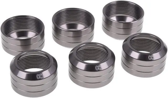 Alt view image 2 of 2 - Alphacool Eiszapfen 16mm HardTube Fitting Collar Modding Pack - 6 Pack - Titan Grey (17419)