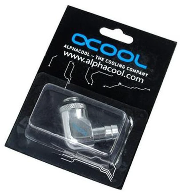 Alt view image 2 of 3 - Alphacool G1/4 3/8" (10mm) 90° Revolvable Barbed Fitting with O-Ring - Chrome (17135)