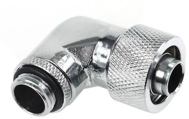 Alt view image 3 of 4 - Alphacool G1/4 3/8"ID x 5/8"OD 90° Revolvable Compression Fitting - Chrome (17080)