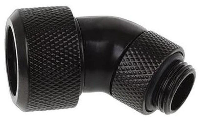 Alt view image 2 of 3 - Alphacool Eiszapfen 16mm HardTube Compression Fitting 45° Rotatable G1/4 - Knurled - Deep Black (17409)