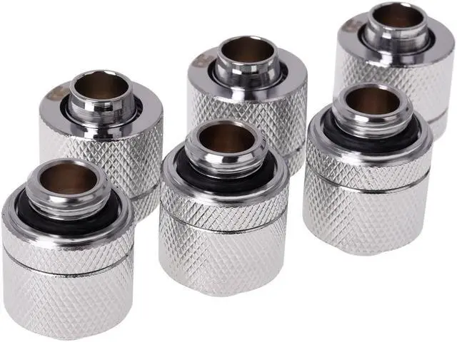 Alt view image 4 of 6 - Alphacool HF G1/4 3/8"ID x 1/2"OD Compression Fitting - Chrome - Six Pack (17386)
