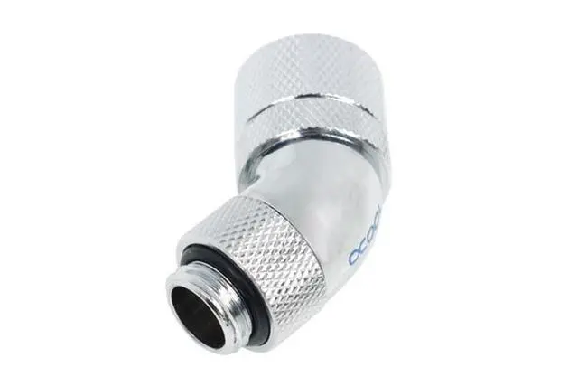 Alt view image 2 of 3 - Alphacool G1/4 3/8"ID x 1/2"OD (13/10) 45° Revolvable Compression Fitting - Chrome (17151)