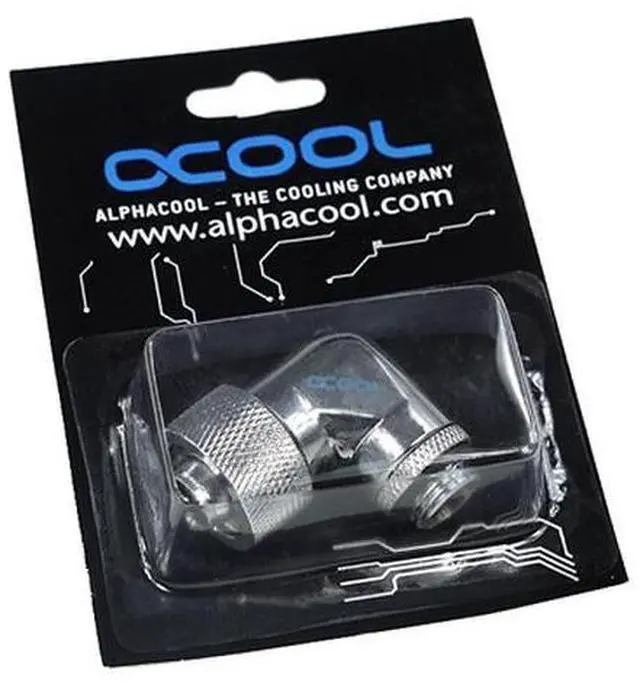 Alt view image 4 of 4 - Alphacool G1/4 3/8"ID x 5/8"OD 90° Revolvable Compression Fitting - Chrome (17080)