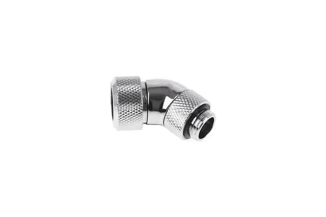 Alt view image 2 of 3 - Alphacool Eiszapfen 13mm HardTube Compression Fitting 45° Rotatable G1/4 - Knurled - Chrome (17406)