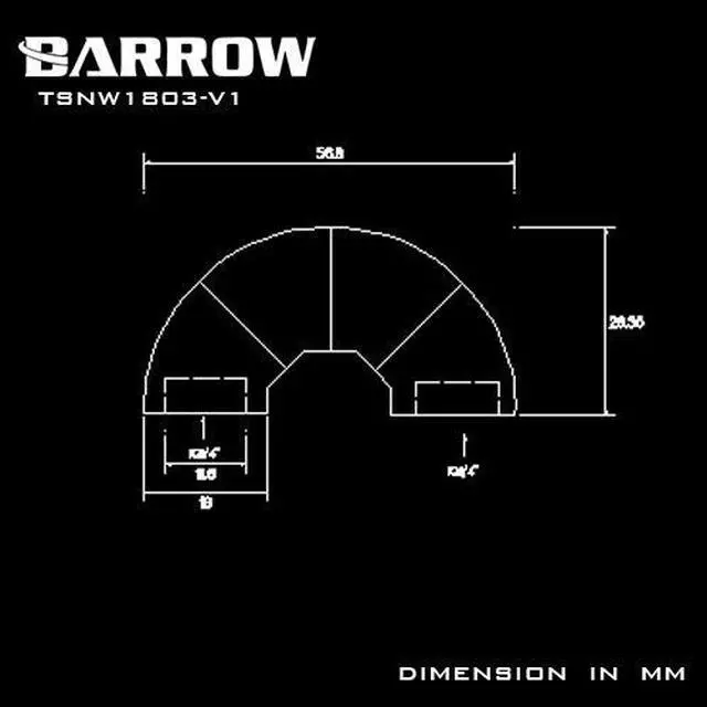 Alt view image 3 of 3 - Barrow G1/4" 180 Degree Female to Female Triple Rotary Snake Adaptor - Silver (TSWT1803-V1-Silver)