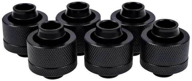 Alt view image 6 of 10 - Alphacool Eiszapfen G1/4" to 13mm ID 19mm OD Compression Fitting Black 6 Pack