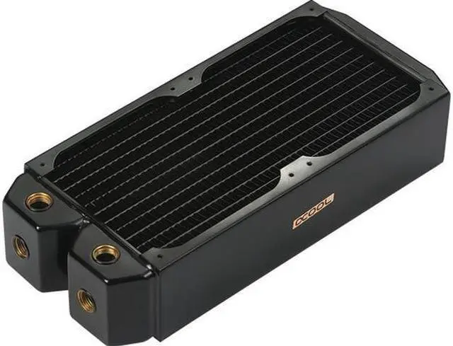 Alt view image 14 of 14 - Alphacool NexXxos UT60 Full Copper Radiator 240, 120mm x 2, Dual Fan, Black