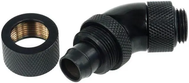 Alt view image 2 of 4 - Alphacool G1/4 3/8"ID x 1/2"OD 45° Revolvable Compression Fitting - Black (17072)