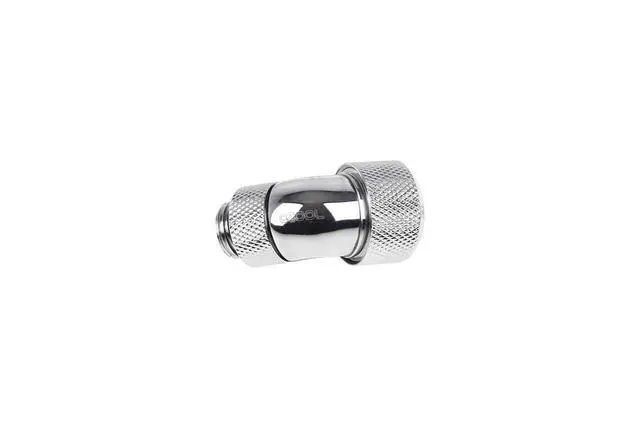 Alt view image 2 of 3 - Alphacool Eiszapfen 16mm HardTube Compression Fitting 45° Rotatable G1/4 - Knurled - Chrome (17408)