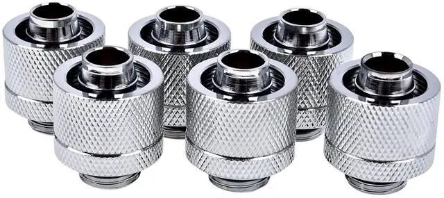 Alt view image 4 of 4 - Alphacool Eiszapfen 3/8" ID x 5/8" OD G1/4 Compression Fitting - Chrome Sixpack (17235)