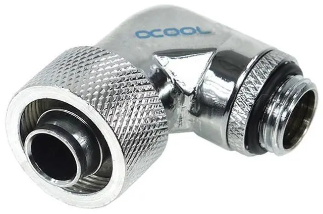 Main image of Alphacool G1/4 3/8"ID x 5/8"OD 90° Revolvable Compression Fitting - Chrome (17080)