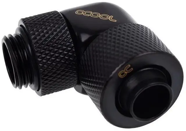 Alt view image 2 of 3 - Alphacool Eiszapfen 3/8" ID x 1/2" OD G1/4 90° Rotatable Compression Fitting - Black (17230)