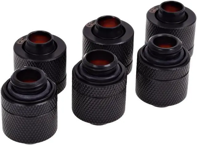 Alt view image 6 of 7 - Alphacool HF G1/4" to 10mm ID, 13mm OD Compression Fitting for Soft Tubing, Deep Black, 6-pack