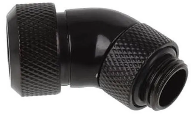 Alt view image 2 of 3 - Alphacool Eiszapfen 13mm HardTube Compression Fitting 45° Rotatable G1/4 - Knurled - Deep Black (17407)