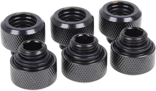 Alt view image 7 of 7 - Alphacool Eiszapfen G1/4" HardTube Compression Fitting for Plexi (Acrylic) / Brass Hard Tubes, 13mm OD, Deep Black, 6-pack