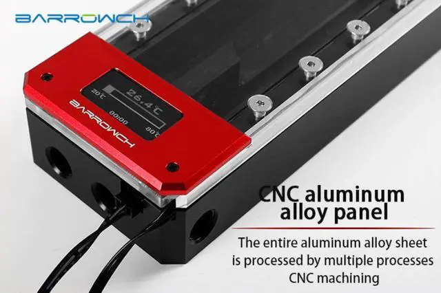 Alt view image 3 of 3 - Barrowch 200mm Boxfish Series Acrylic Box Reservoir with OLED Display & D-RGB LED (FBRE1-200Y-Black)