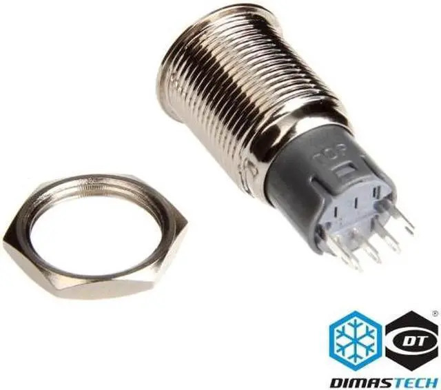 Alt view image 4 of 6 - DimasTech® 16mm Vandal Resistant "Latching" Bulgin Switch - Silver Housing - Green LED (PD006)