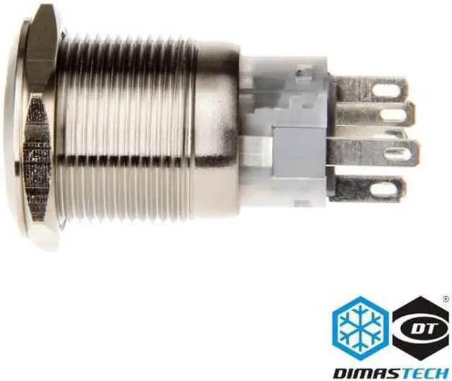 Alt view image 3 of 6 - DimasTech® 19mm Vandal Resistant "Momentary" Bulgin Switch - Silver Housing - Red LED (PD022)