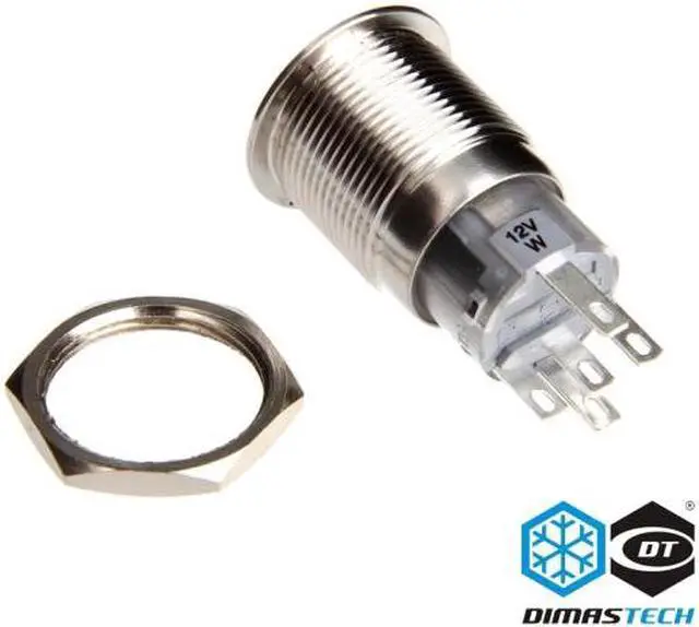 Alt view image 4 of 6 - DimasTech® 19mm Vandal Resistant "Latching" Bulgin Switch - Silver Housing - Blue LED (PD013)