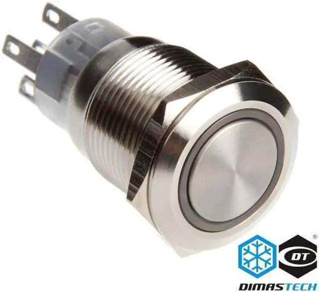 Main image of DimasTech® 19mm Vandal Resistant "Latching" Bulgin Switch - Silver Housing - Blue LED (PD013)