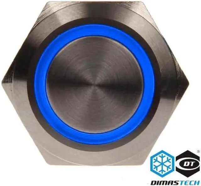 Alt view image 2 of 6 - DimasTech® 19mm Vandal Resistant "Latching" Bulgin Switch - Silver Housing - Blue LED (PD013)