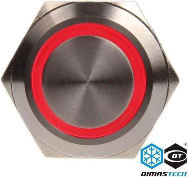 Alt view image 2 of 6 - DimasTech® 19mm Vandal Resistant "Momentary" Bulgin Switch - Silver Housing - Red LED (PD022)